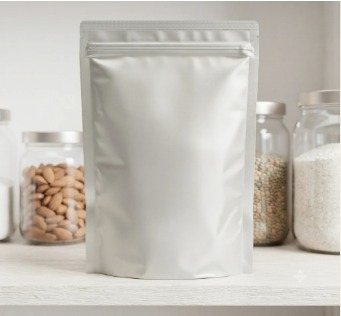 Opaque stand-up pouch with zip
